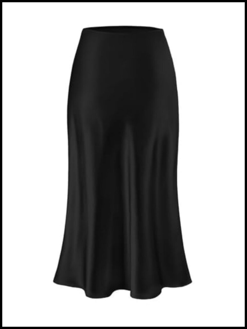 Womens Silk Satin High Waist Midi Skirt A-Line Fall